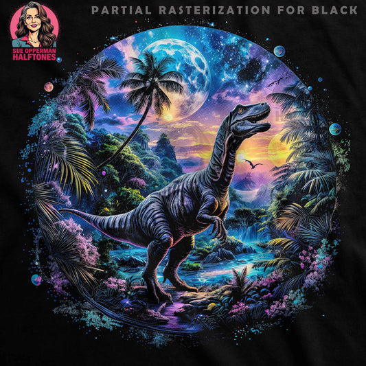 Tropical Dinosaur Scene Halftone T-Shirt Design - halftone PNG for T-shirts – Sue Opperman Halftones