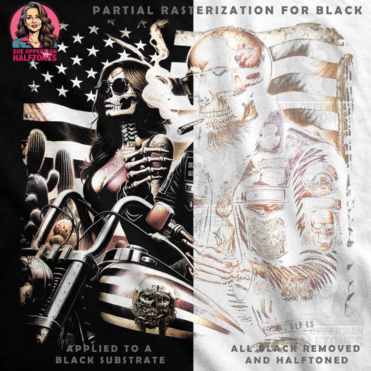 Biker Skeletons In USA Halftone T-Shirt Design - halftone PNG for T-shirts – Sue Opperman Halftones