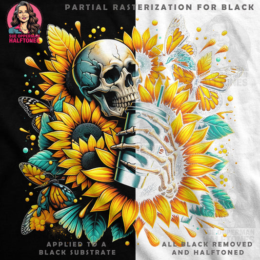 Sunflower Skull And Coffee Halftone T-Shirt Design - halftone PNG for T-shirts – Sue Opperman Halftones