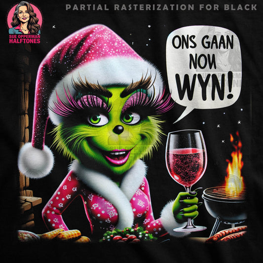 Grinch Wine Christmas Halftone T-Shirt Design - halftone PNG for T-shirts – Sue Opperman Halftones