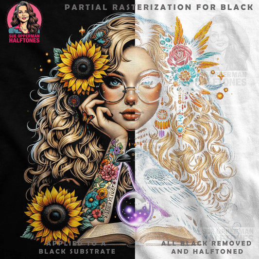 Boho Portrait with Raven Halftone T-Shirt Design - halftone PNG for T-shirts – Sue Opperman Halftones