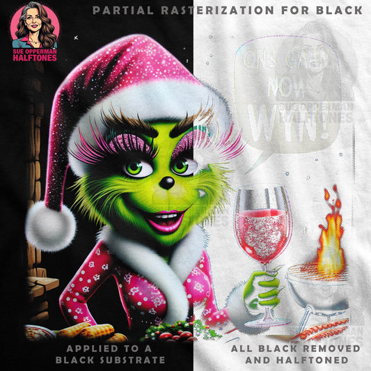 Grinch Wine Christmas Halftone T-Shirt Design - halftone PNG for T-shirts – Sue Opperman Halftones