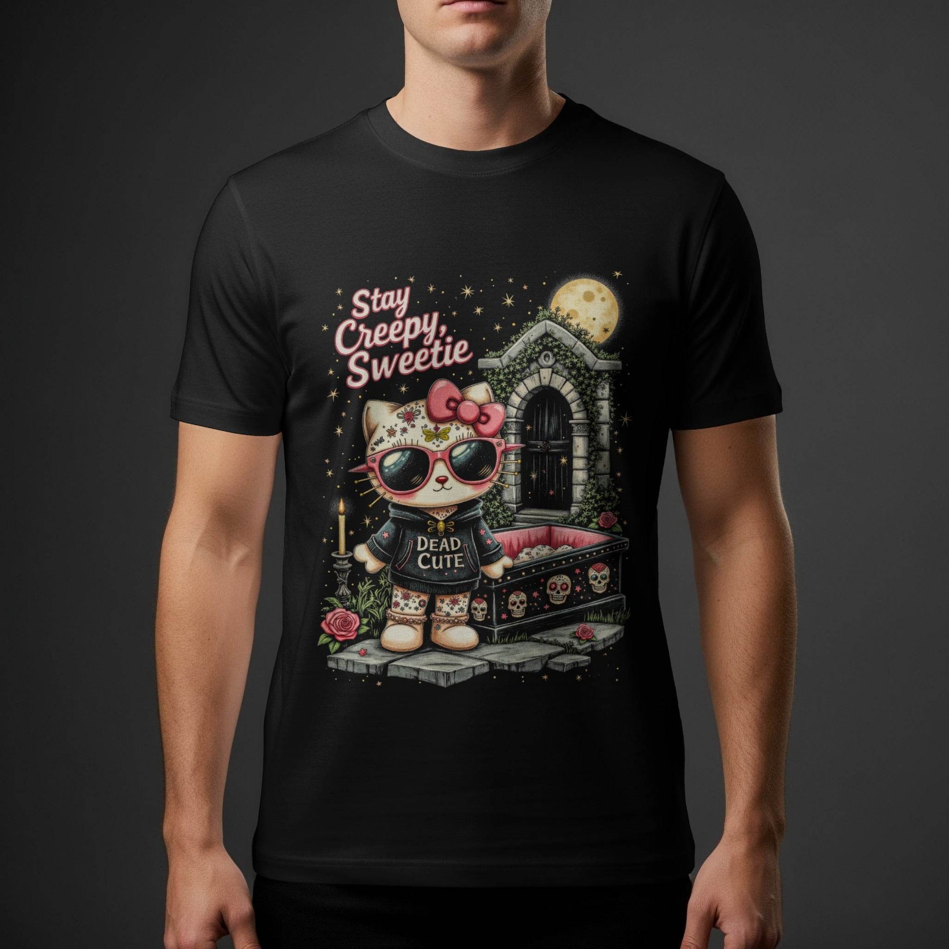 Halloween Creepy Sweetie Kitty Halftone T-Shirt Design - halftone PNG for T-shirts – Sue Opperman Halftones