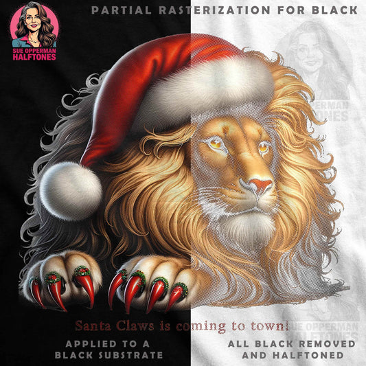 Christmas Lion Santa Claws Halftone T-Shirt Designs - halftone PNG for T-shirts – Sue Opperman Halftones