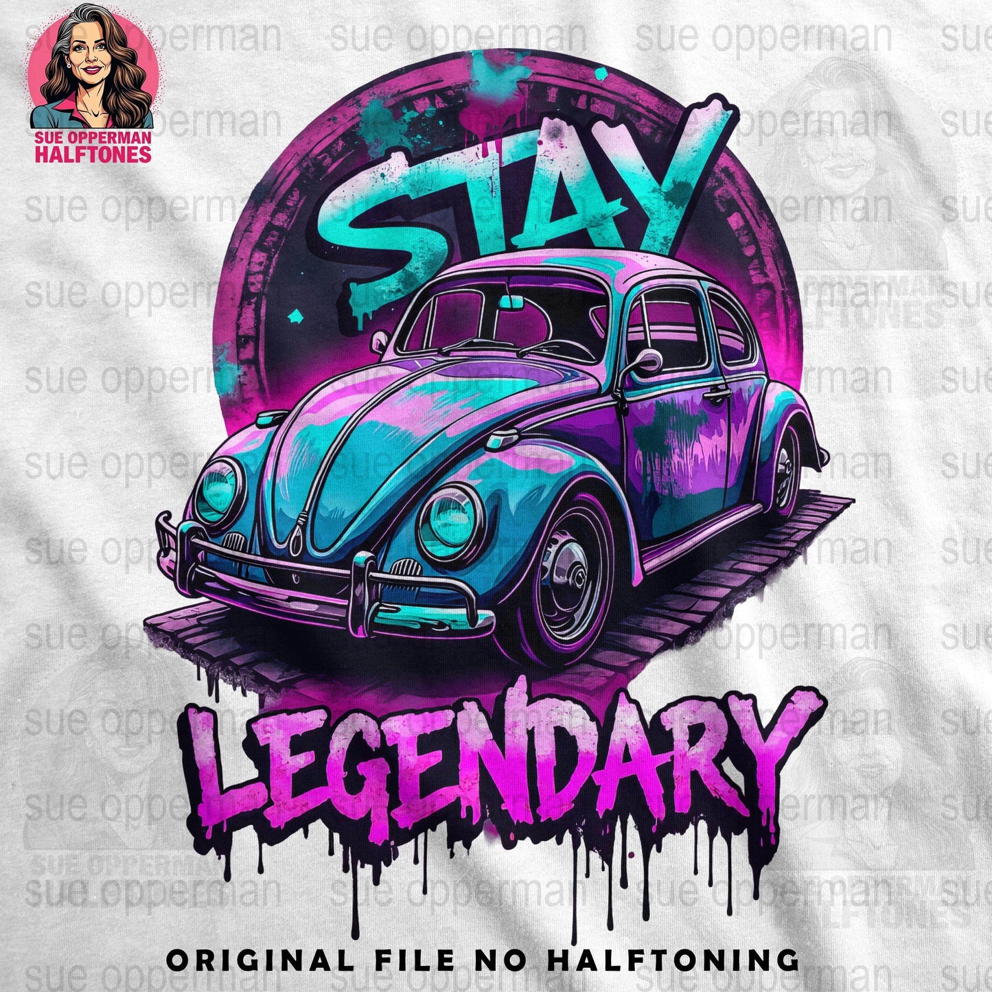 Stay Legendary Beetle Universal Print Bundle - halftone PNG for T-shirts – Sue Opperman Halftones