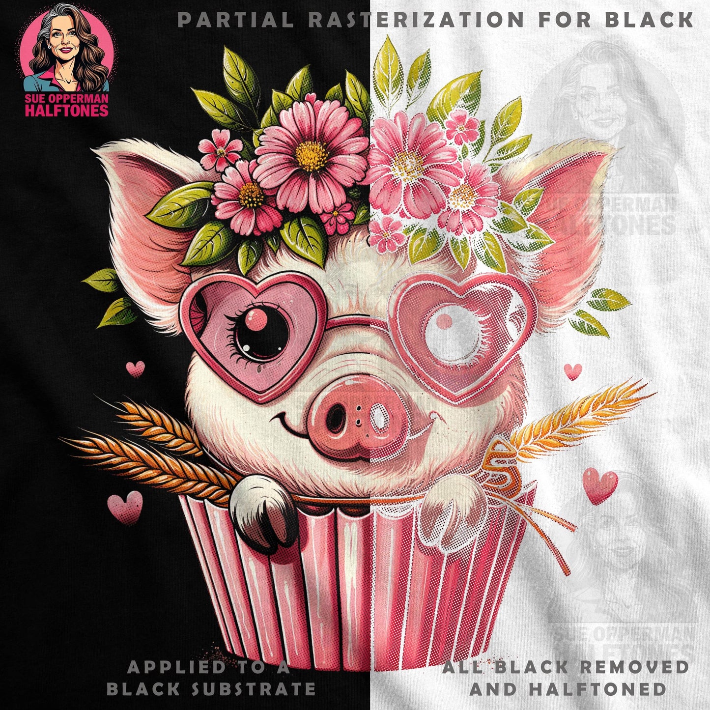 Cute Pig Valentines Halftone T-Shirt Design - halftone PNG for T-shirts – Sue Opperman Halftones