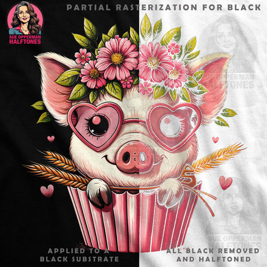 Cute Pig Valentines Halftone T-Shirt Design - halftone PNG for T-shirts – Sue Opperman Halftones