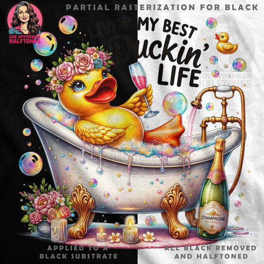 Duck In Bathtub Halftone T-Shirt Design Digital - halftone PNG for T-shirts – Sue Opperman Halftones