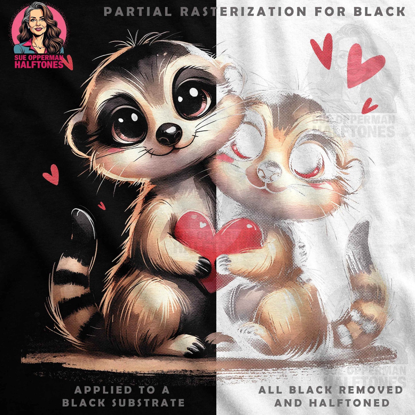 Animals with Heart Valentines Halftone T-Shirt Design - halftone PNG for T-shirts – Sue Opperman Halftones