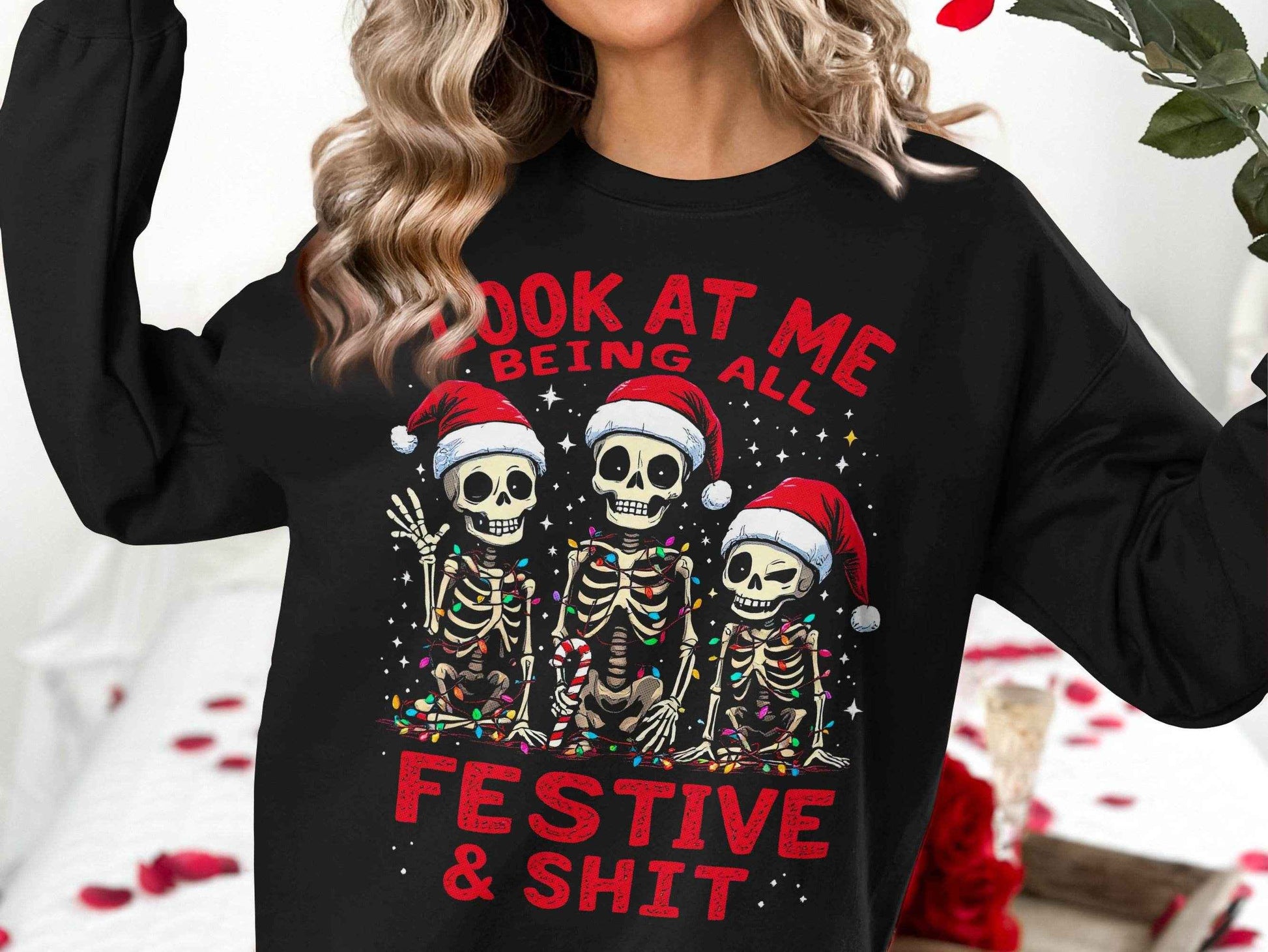 Christmas Skeletons Festive Halftone T-Shirt Design - halftone PNG for T-shirts – Sue Opperman Halftones