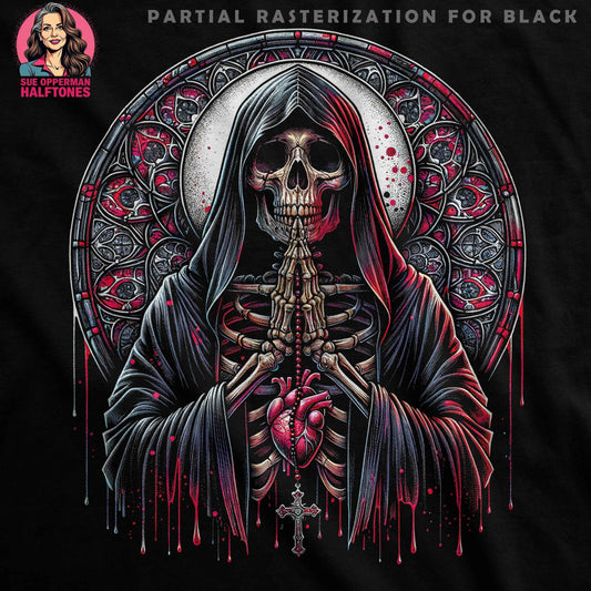 Gothic Skeletal Maiden Halftoned T-Shirt Design - halftone PNG for T-shirts – Sue Opperman Halftones