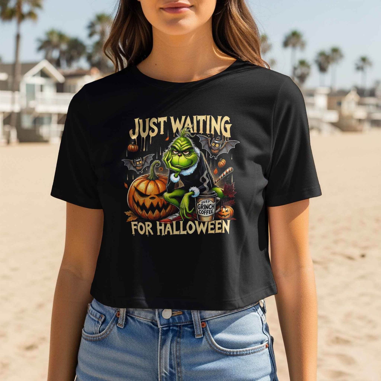 Grinch Waiting for Halloween Halftoned T-shirt Design - halftone PNG for T-shirts – Sue Opperman Halftones