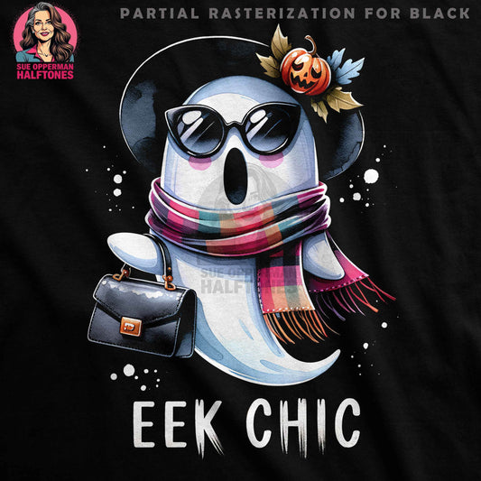 Halloween Eek Chic Ghost Digital Halftoned T-shirt Design - halftone PNG for T-shirts – Sue Opperman Halftones