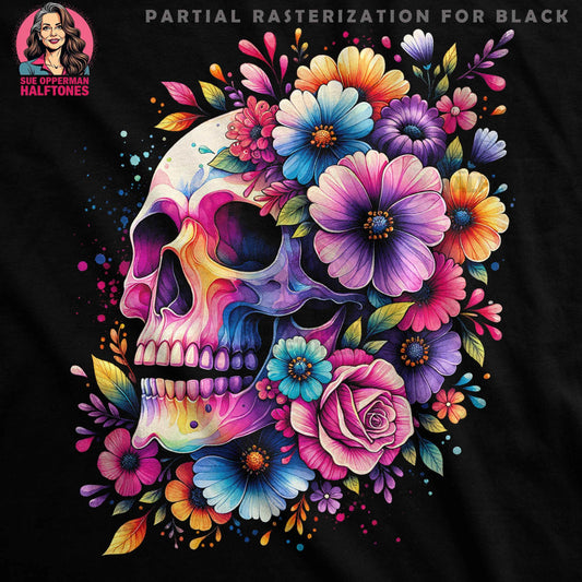 Floral Skull Halftone T-Shirt Design Digital - halftone PNG for T-shirts – Sue Opperman Halftones