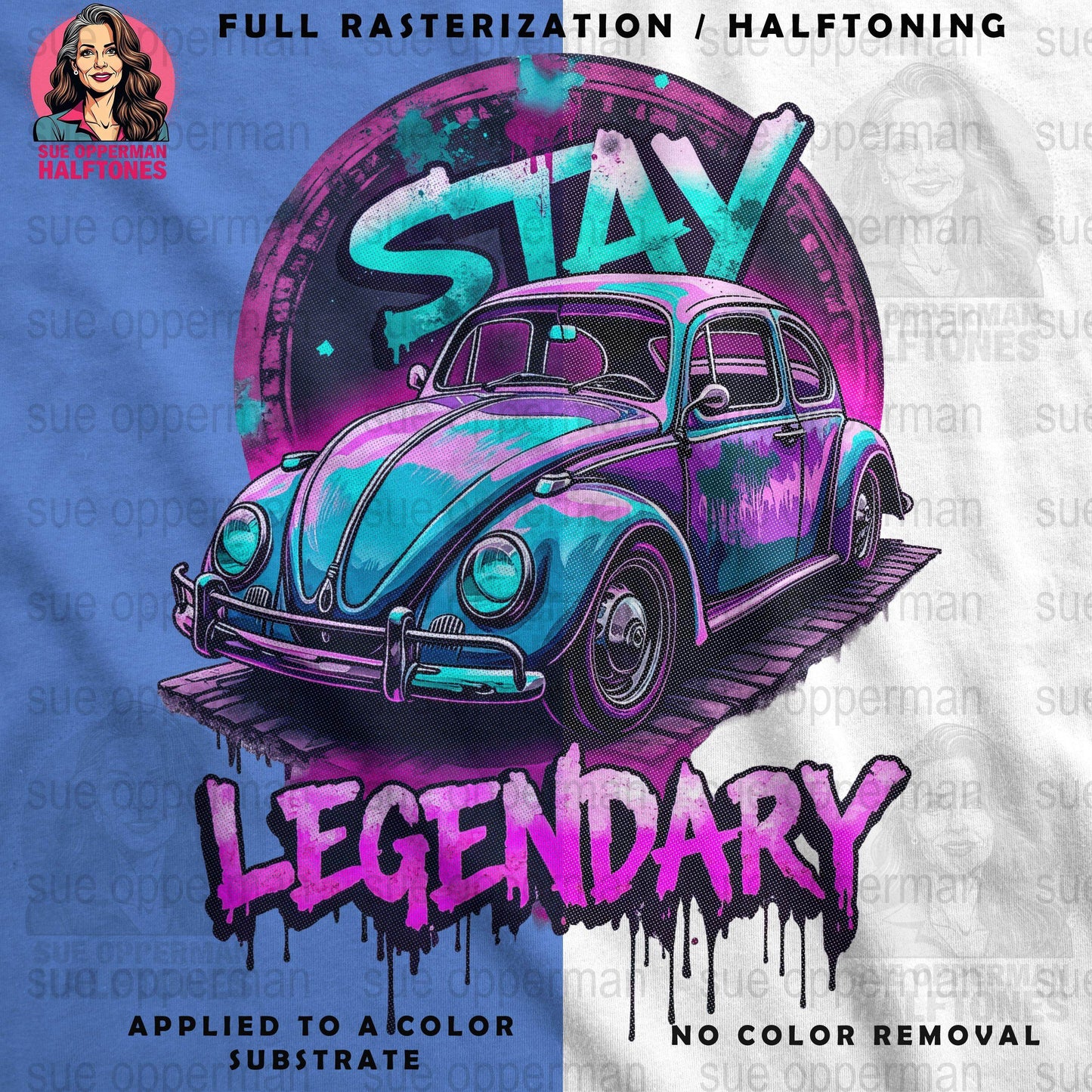 Stay Legendary Beetle Universal Print Bundle - halftone PNG for T-shirts – Sue Opperman Halftones
