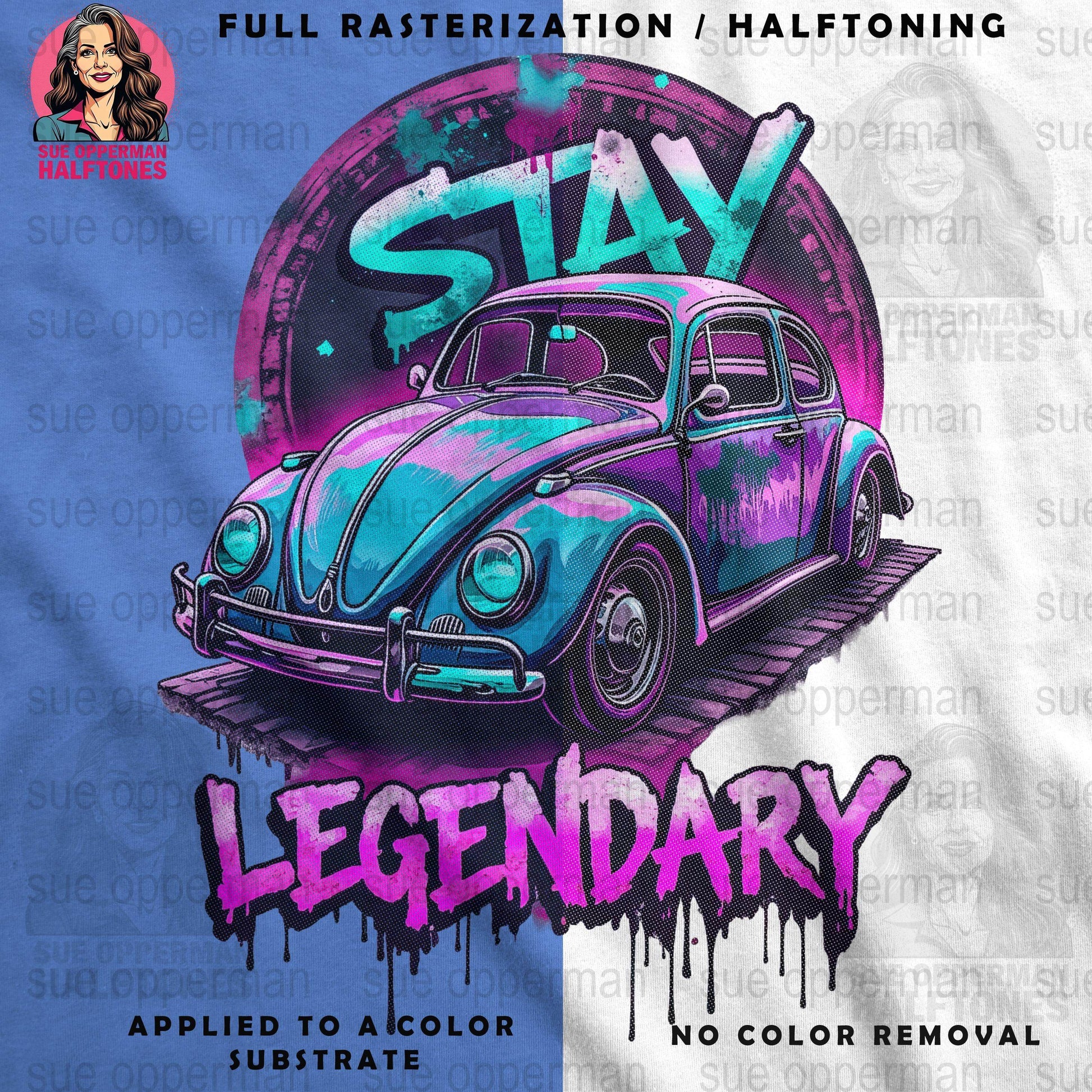 Stay Legendary Beetle Universal Print Bundle - halftone PNG for T-shirts – Sue Opperman Halftones