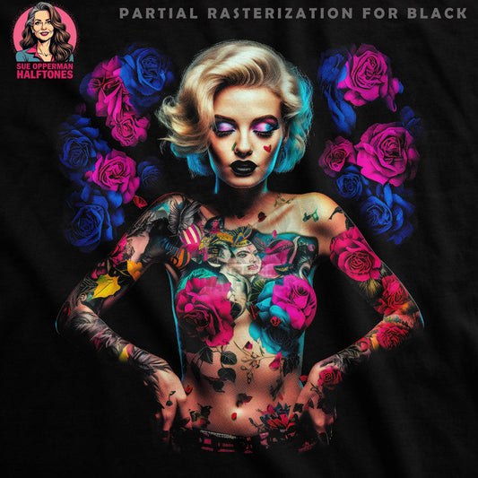 Marilyn Monroe Floral Halftoned T-Shirt Design - halftone PNG for T-shirts – Sue Opperman Halftones