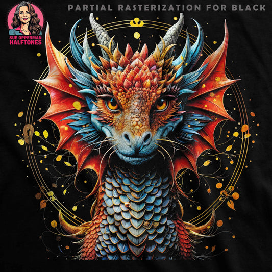 Fantasy Dragon Detailed Halftone Digital Halftoned T-Shirt Design - halftone PNG for T-shirts – Sue Opperman Halftones