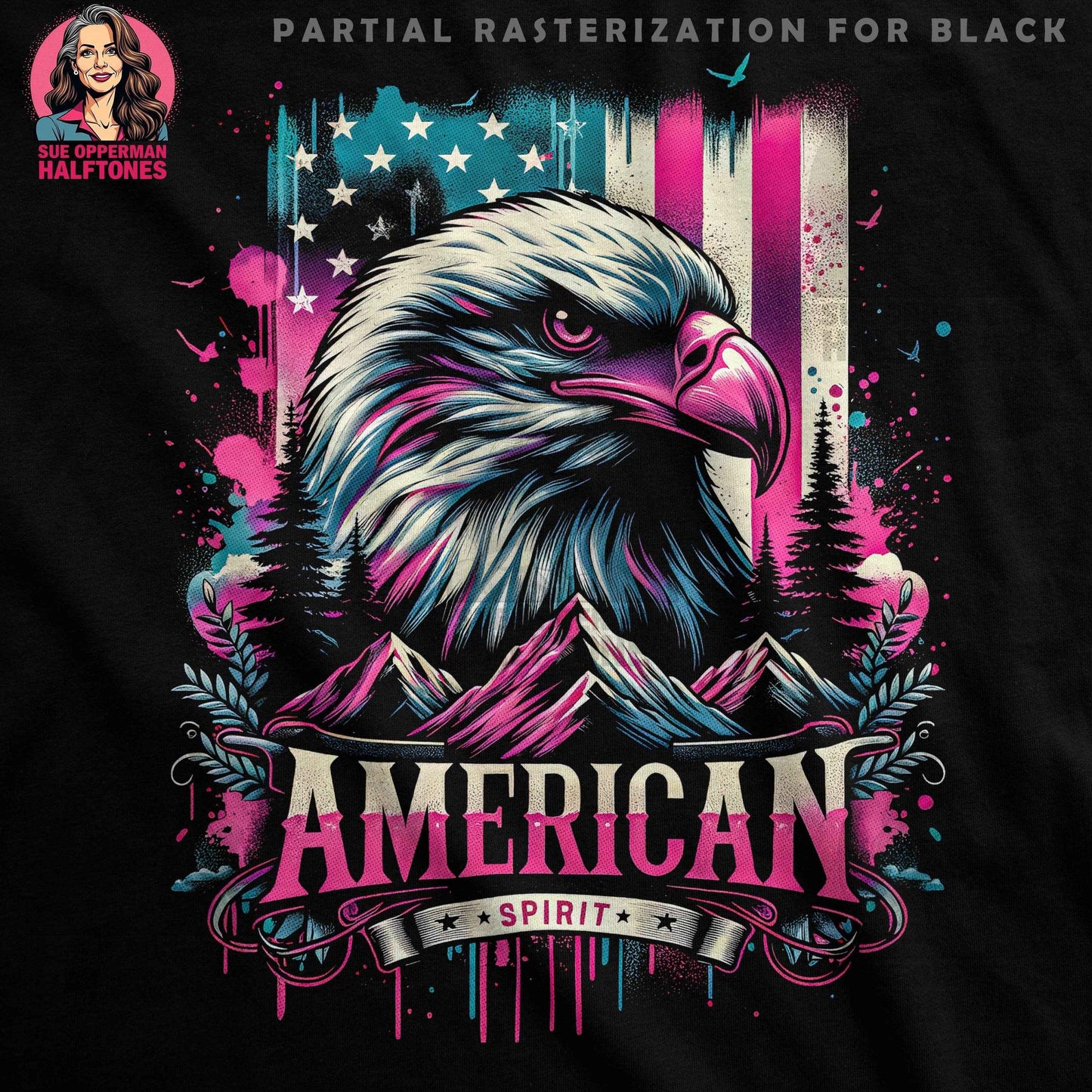 American Eagle Halftone T-Shirt Design Digital - halftone PNG for T-shirts – Sue Opperman Halftones