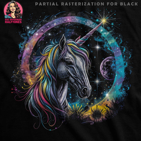 Unicorn With Planet Halftone T-Shirt Design Digital - halftone PNG for T-shirts – Sue Opperman Halftones