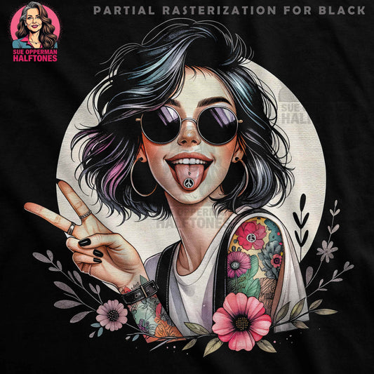 Peace Sign Girl Halftone T-Shirt Design Digital - halftone PNG for T-shirts – Sue Opperman Halftones