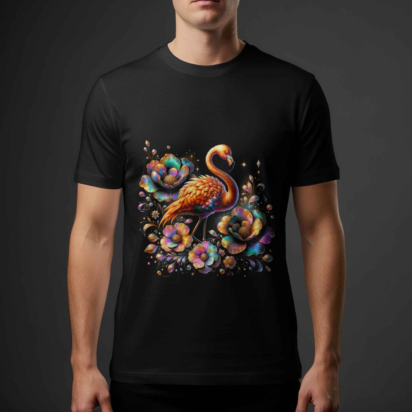 Flamingo with Floral Accents Halftone T-Shirt Design - halftone PNG for T-shirts – Sue Opperman Halftones