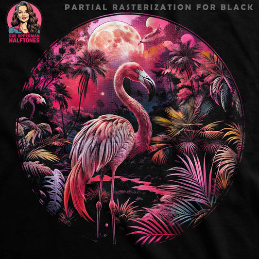 Flamingo With Moon Digital Halftone T-shirt Design - halftone PNG for T-shirts – Sue Opperman Halftones