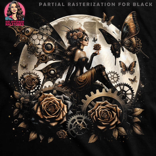 Fantasy Butterfly with Gears Halftoned T-Shirt Design - halftone PNG for T-shirts – Sue Opperman Halftones