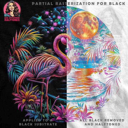 Flamingo Scene Tropical Halftone T-Shirt Design - halftone PNG for T-shirts – Sue Opperman Halftones