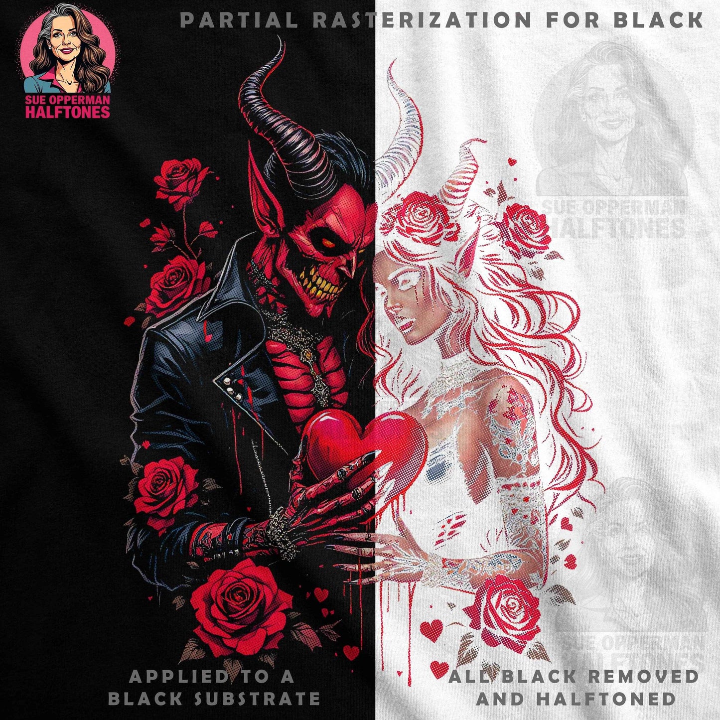 Devilish Romance Halftone T-Shirt Design Digital - halftone PNG for T-shirts – Sue Opperman Halftones