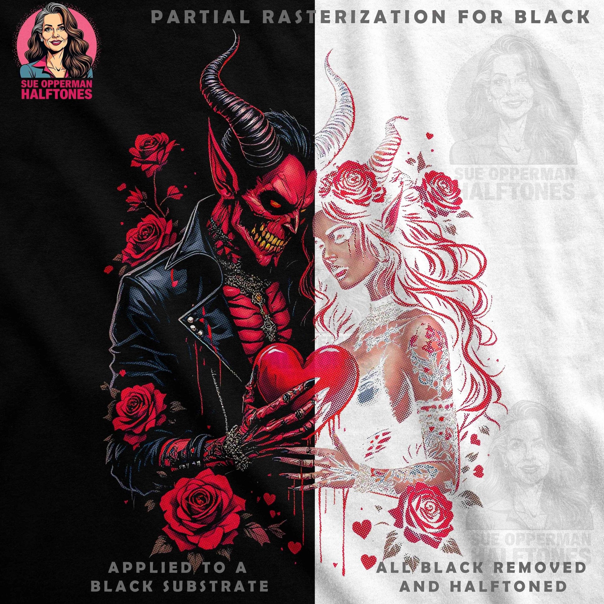Devilish Romance Halftone T-Shirt Design Digital - halftone PNG for T-shirts – Sue Opperman Halftones