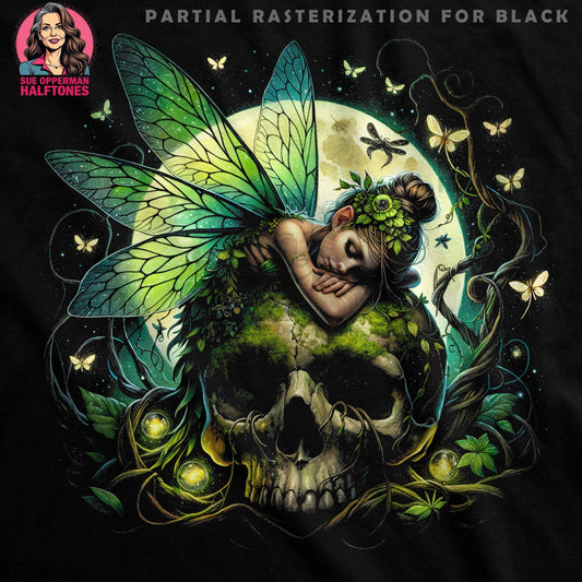 Fairy With Skull Halftone T-Shirt Design - halftone PNG for T-shirts – Sue Opperman Halftones