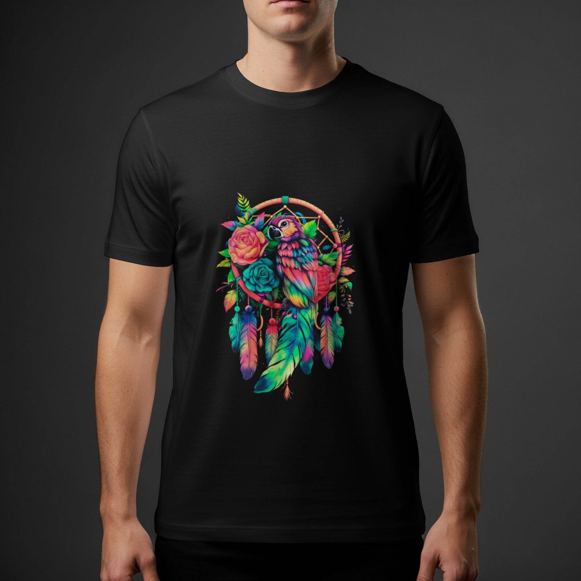Dreamcatcher With Parrot Digital Halftoned T-Shirt Design - halftone PNG for T-shirts – Sue Opperman Halftones