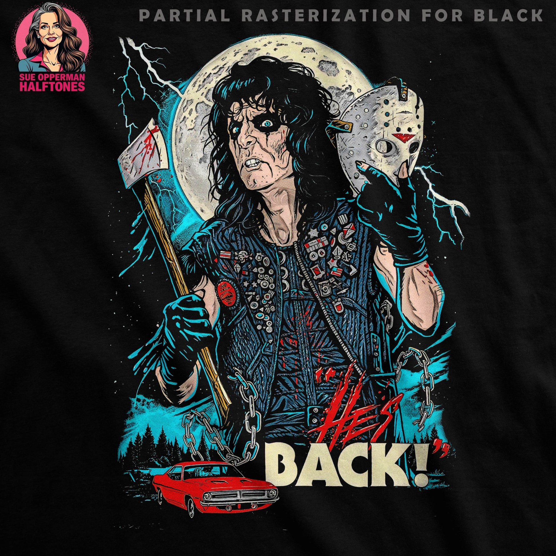 Halloween Horror Movie Villain Halftoned T-Shirt Design - halftone PNG for T-shirts – Sue Opperman Halftones