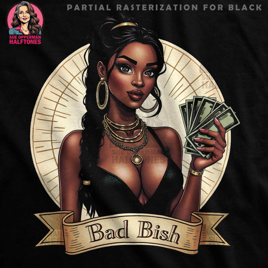 Glamour Bad Bish Halftone T-Shirt Design - halftone PNG for T-shirts – Sue Opperman Halftones