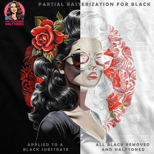 Glamour Girl With Roses Halftone T-Shirt Design - halftone PNG for T-shirts – Sue Opperman Halftones