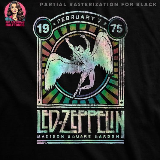 Music Led Zeppelin Angel February 1975 Halftoned T-Shirt Design - halftone PNG for T-shirts – Sue Opperman Halftones