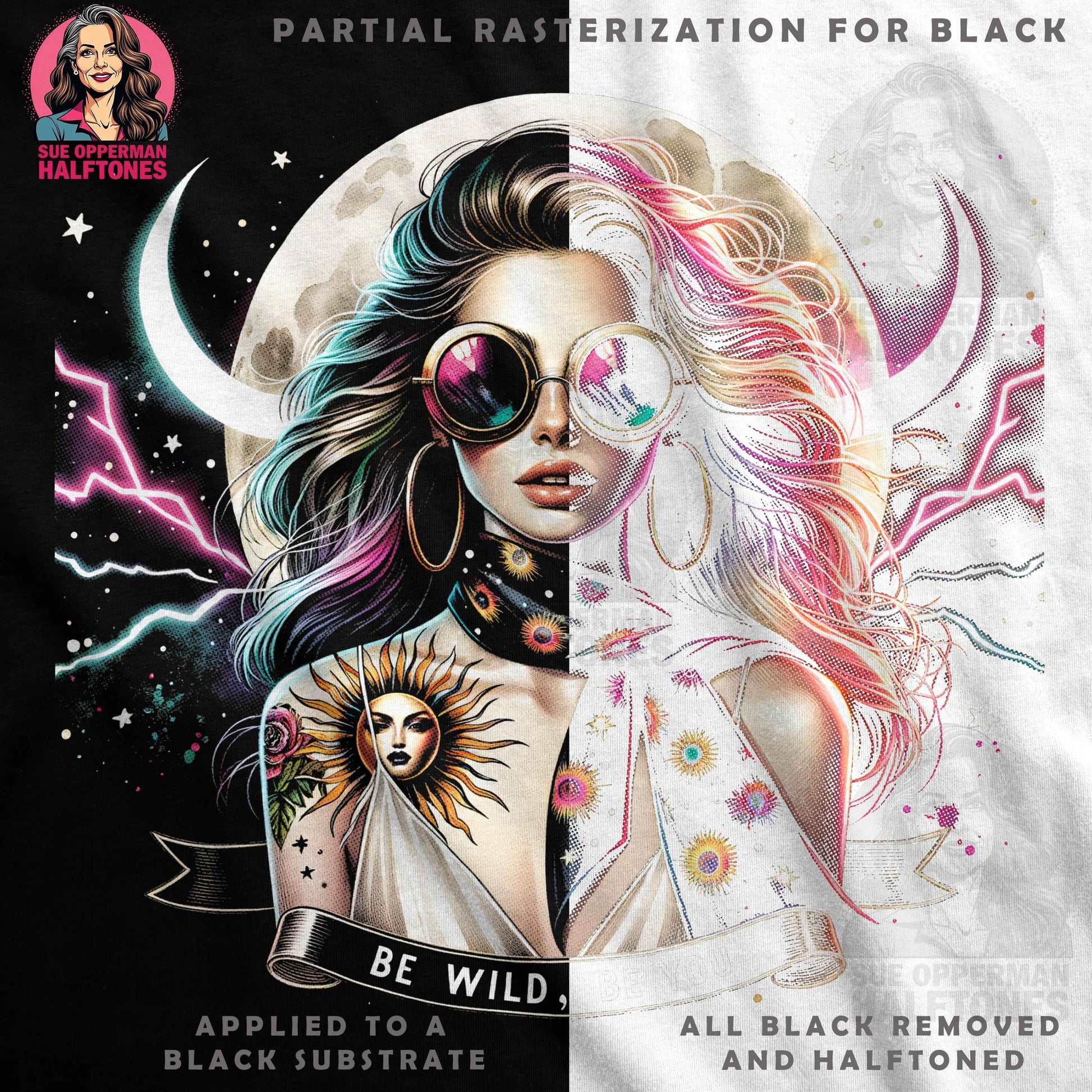 Glamour Be Wild Be You Halftone T-Shirt Design - halftone PNG for T-shirts – Sue Opperman Halftones