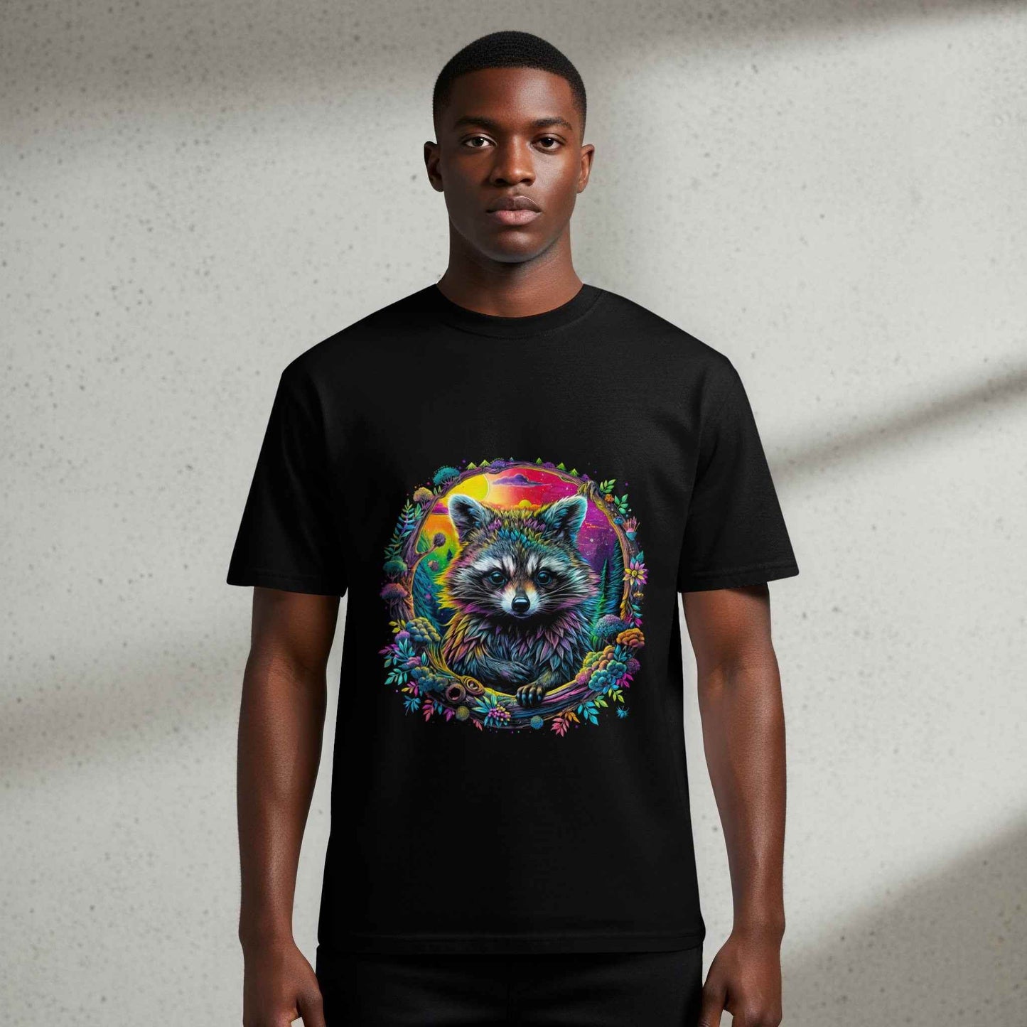 Raccoon Surrounded with Plants Digital halftone T-shirt Design - halftone PNG for T-shirts – Sue Opperman Halftones