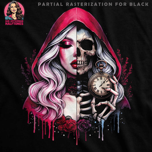 Gothic Time Skull Girl Halftone T-Shirt Design - halftone PNG for T-shirts – Sue Opperman Halftones