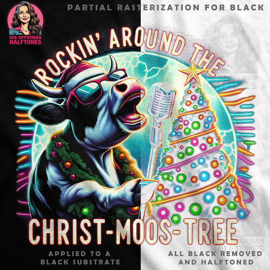 Christmas Christ-Moos-Tree Animal Funny Halftone T-Shirt Design - halftone PNG for T-shirts – Sue Opperman Halftones