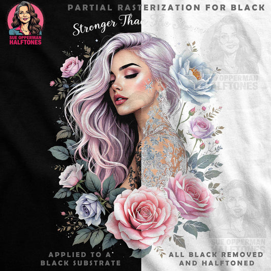 Floral Portrait Woman Halftone T-Shirt Design Digital - halftone PNG for T-shirts – Sue Opperman Halftones