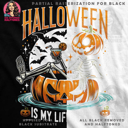 Halloween Lifestyle Skeleton Halftone T-Shirt Design Digital - halftone PNG for T-shirts – Sue Opperman Halftones