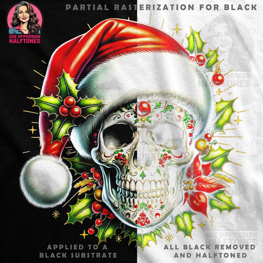 Christmas Sugar Skull Christmas Halftoned T-Shirt Designs - halftone PNG for T-shirts – Sue Opperman Halftones