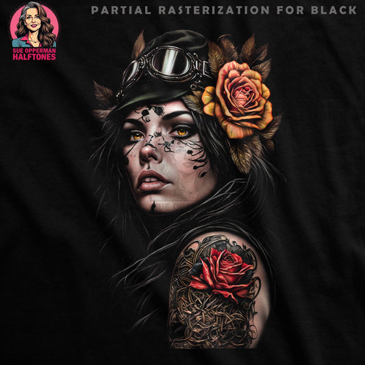 Rose and Woman Portrait Halftone T-Shirt Design - halftone PNG for T-shirts – Sue Opperman Halftones