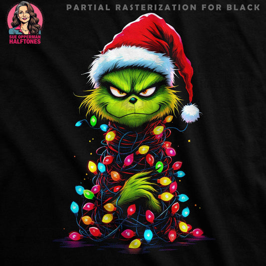 Grinch with Christmas Lights Halftone T-Shirt Design - halftone PNG for T-shirts – Sue Opperman Halftones