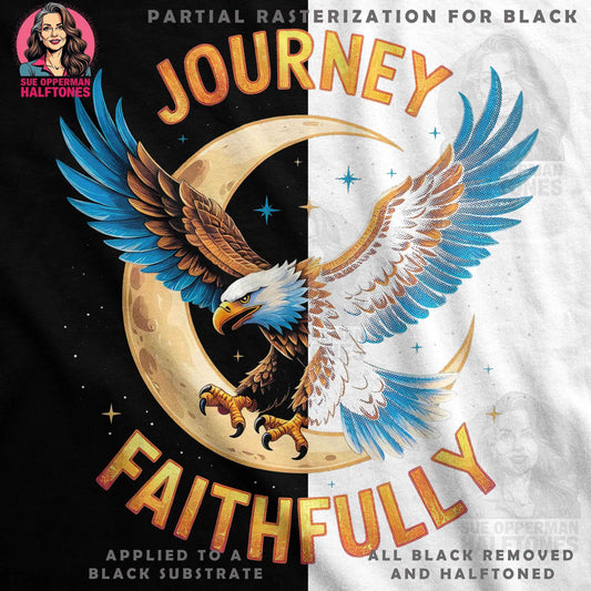 Eagle Journey Faithfully Halftoned T-Shirt Design - halftone PNG for T-shirts – Sue Opperman Halftones