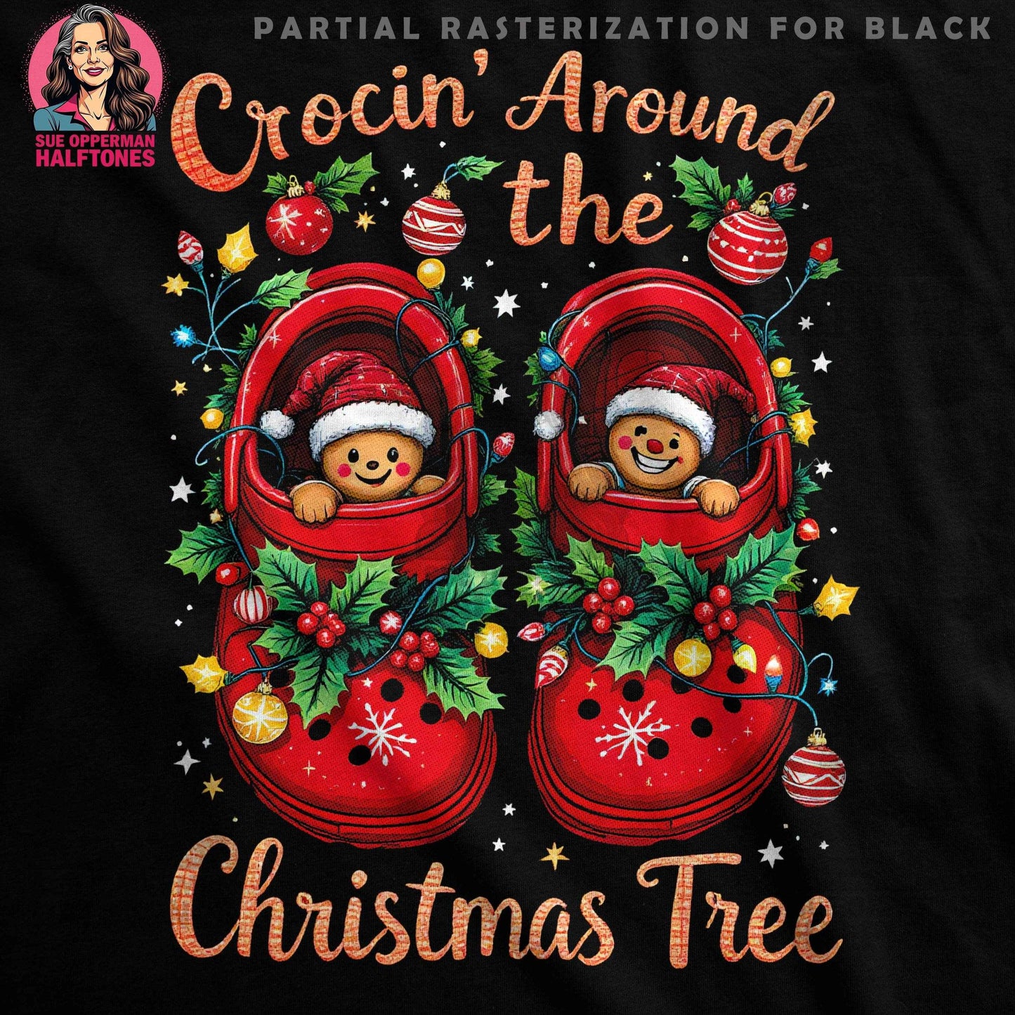 Crocs Christmas Tree Gingerbread Halftone T-Shirt Design - halftone PNG for T-shirts – Sue Opperman Halftones