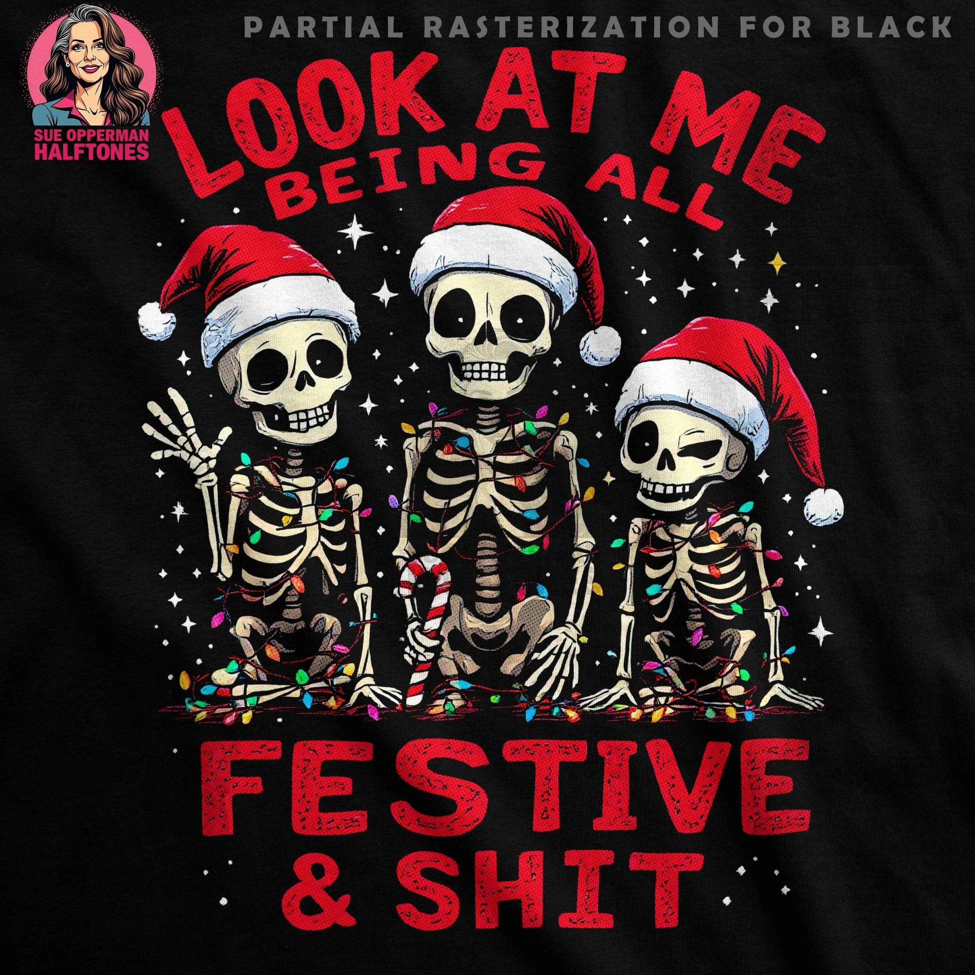 Christmas Skeletons Festive Halftone T-Shirt Design - halftone PNG for T-shirts – Sue Opperman Halftones