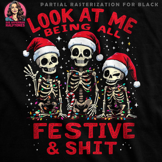 Christmas Skeletons Festive Halftone T-Shirt Design - halftone PNG for T-shirts – Sue Opperman Halftones